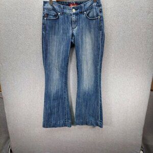 Seven7 Women’s Jeans Size 28  Flare Legs Distressed Style See Bottom Hems